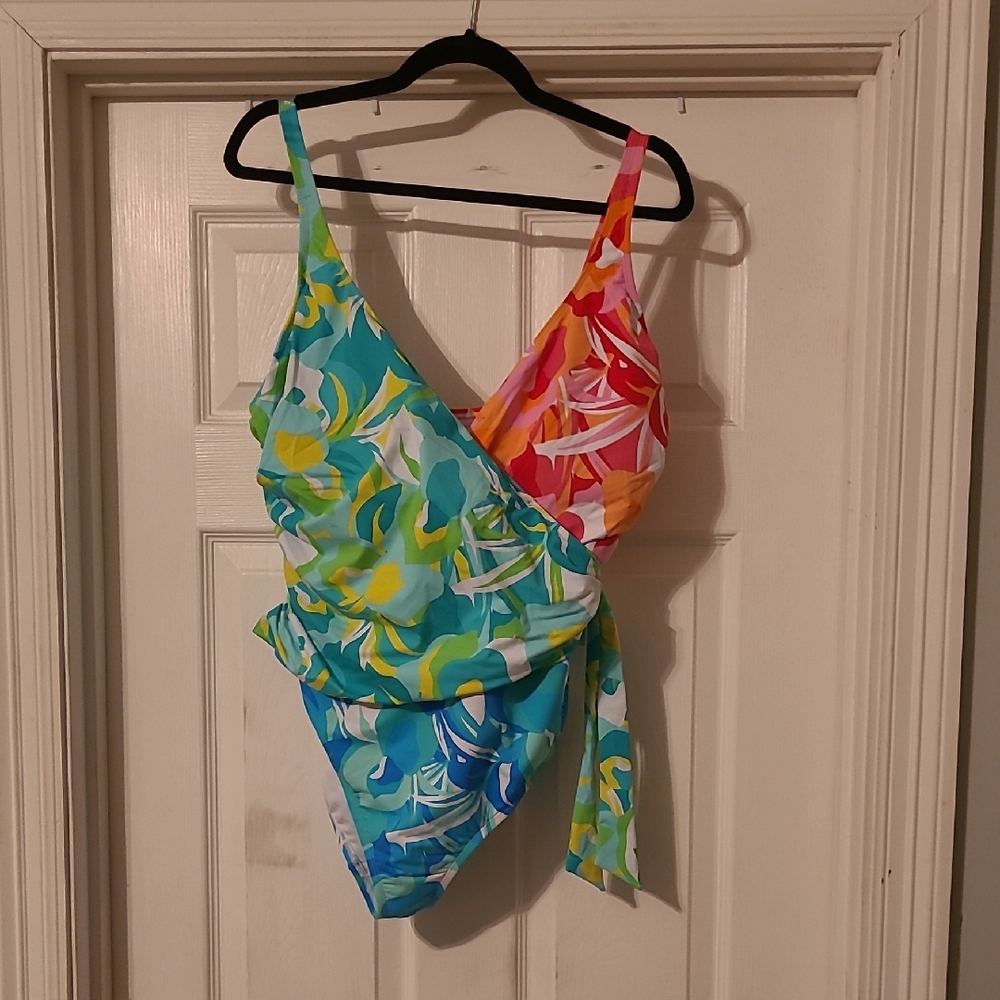 NWT Surplice One-Piece Swimsuit - Fun Tropical Print